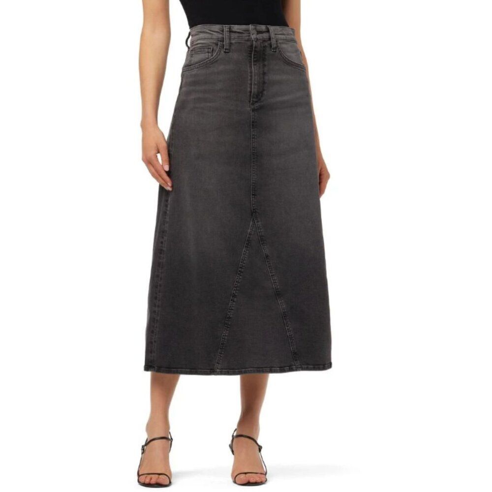 Joe's Amelia Black Wash Stretch Denim Maxi Skirt Size 31 12
